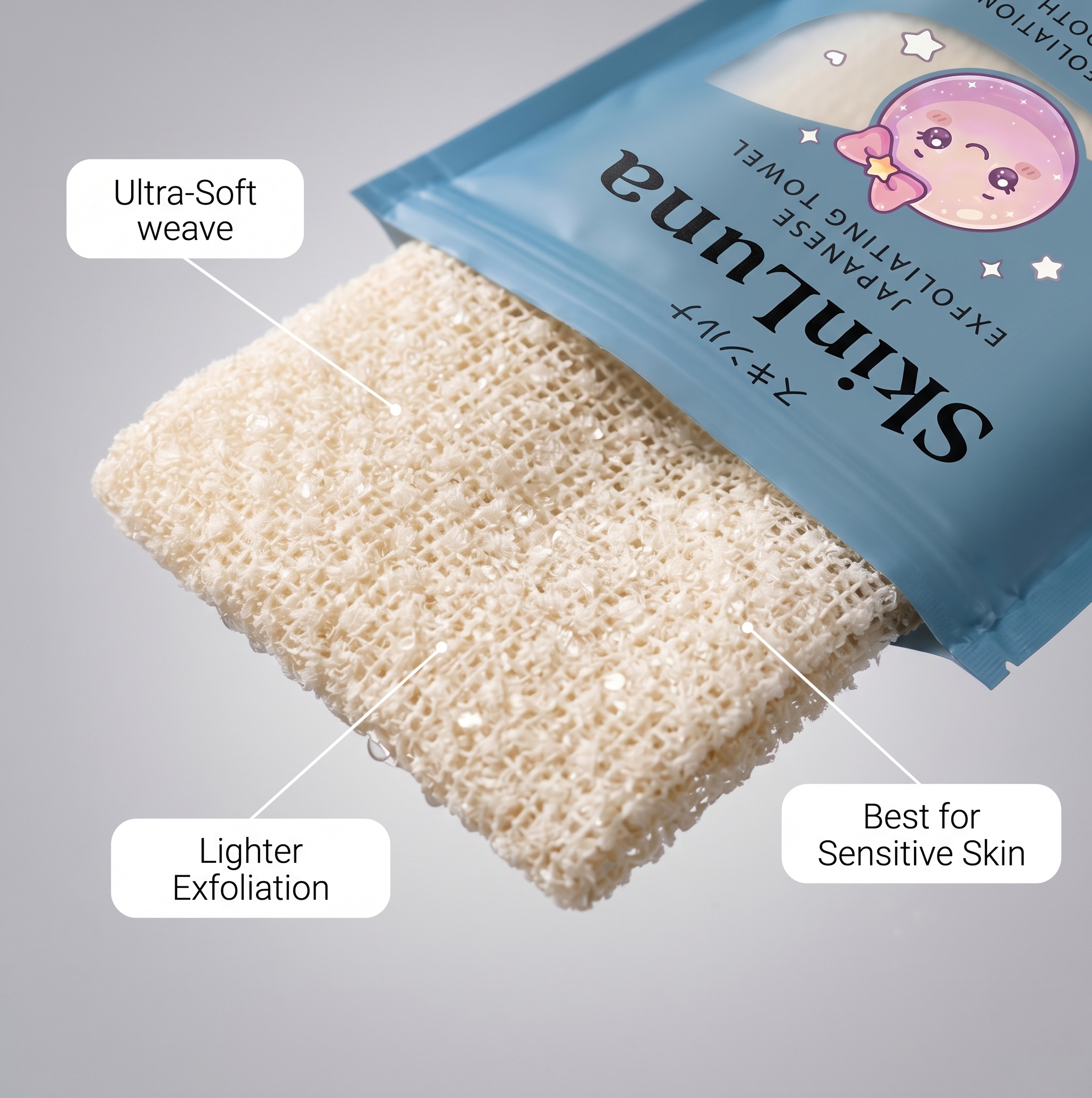 SkinLuna™ Japanese Silver Ion Exfoliating Bath Towel