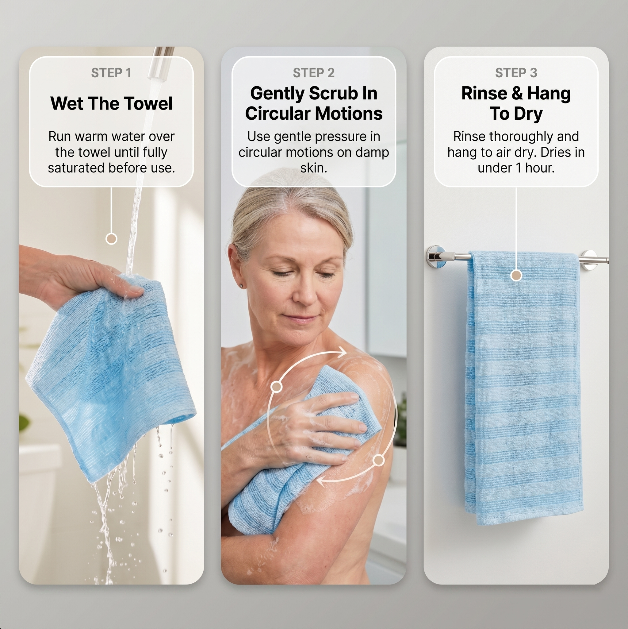 SkinLuna™ Japanese Silver Ion Exfoliating Bath Towel