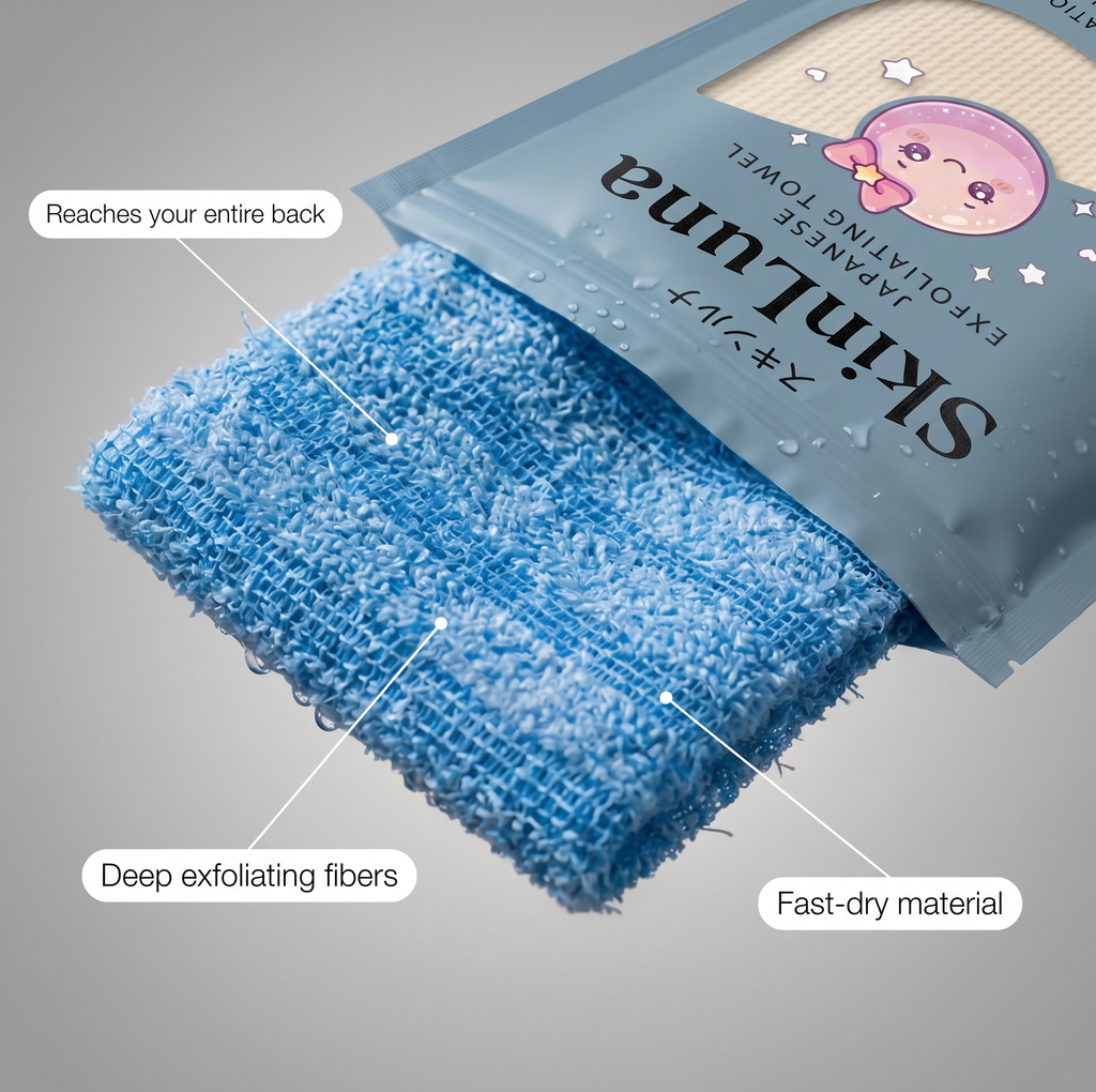 SkinLuna™ Japanese Silver Ion Exfoliating Bath Towel